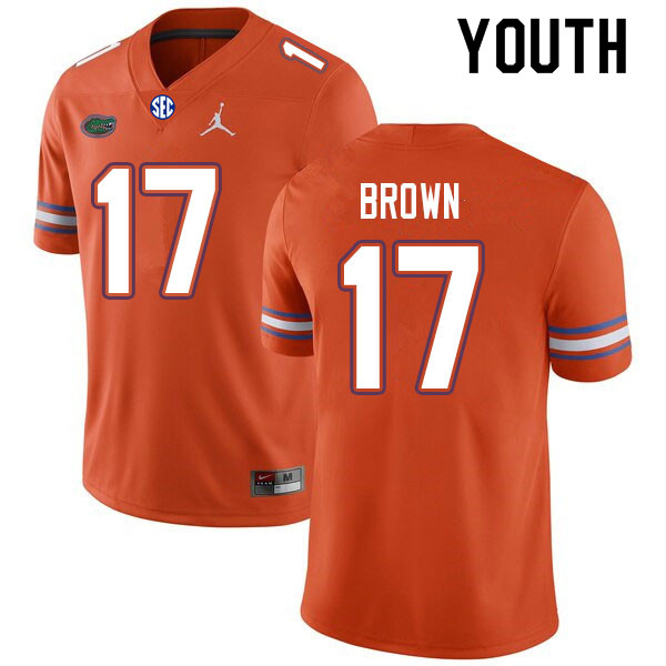 Youth #17 Max Brown Florida Gators College Football Jerseys Sale-Orange - Click Image to Close